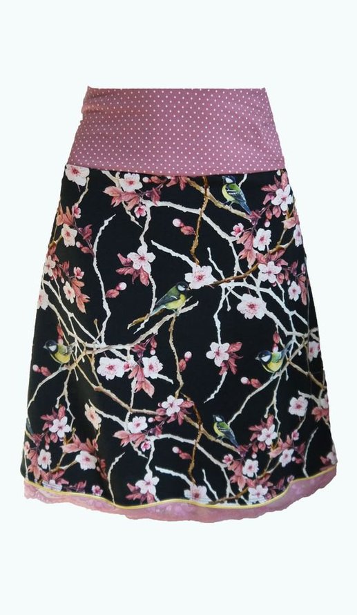 Pink Cotton-Blend Printed A-Line Casual Skirt