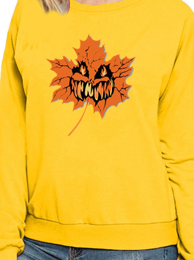 Happy face Maple Leaf Brain Melon Long Sleeve Sweatshirts