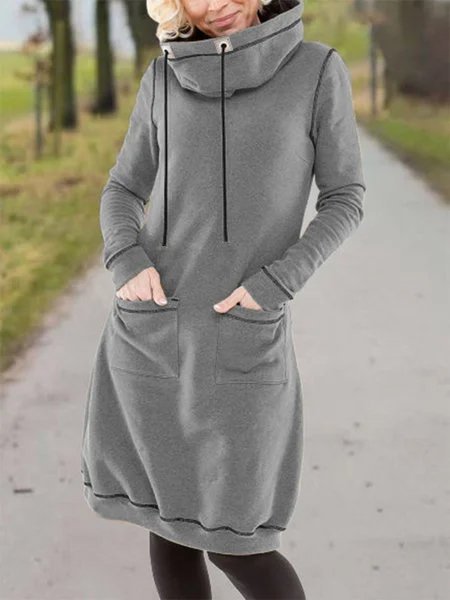 Long Sleeve Cotton-Blend Casual Knitting Dress