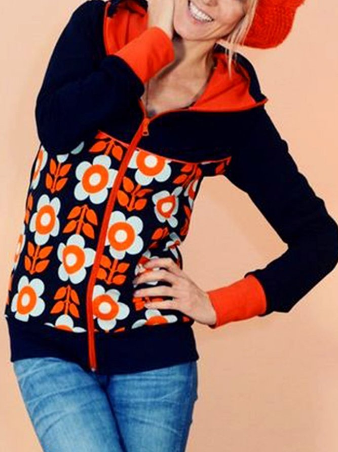 Long Sleeve Floral  Casual Sweatshirts