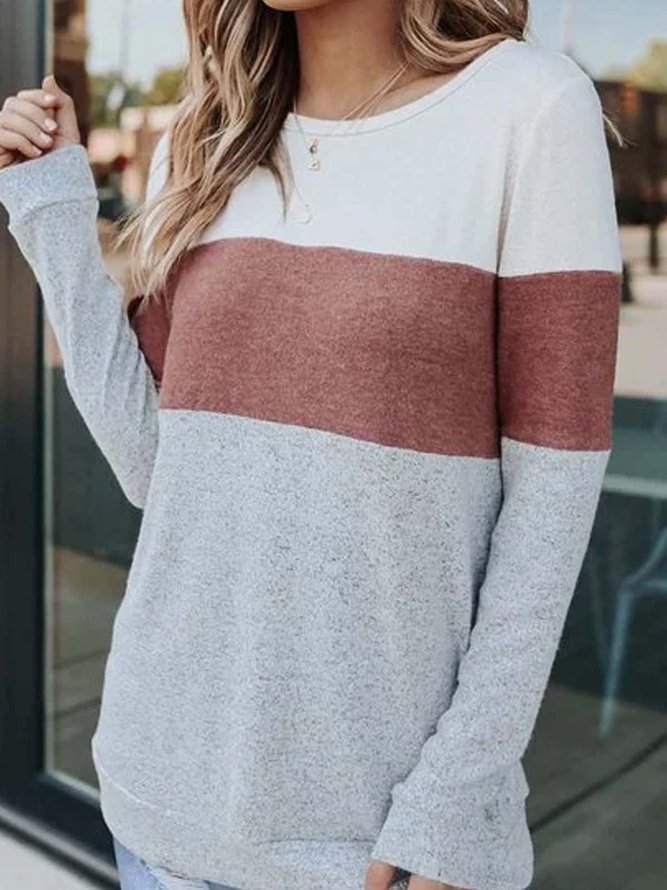 Multicolor Color-Block Long Sleeve Sweatshirt