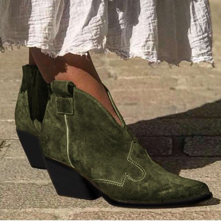 zolucky Bohemian mid-heeled pointed booties