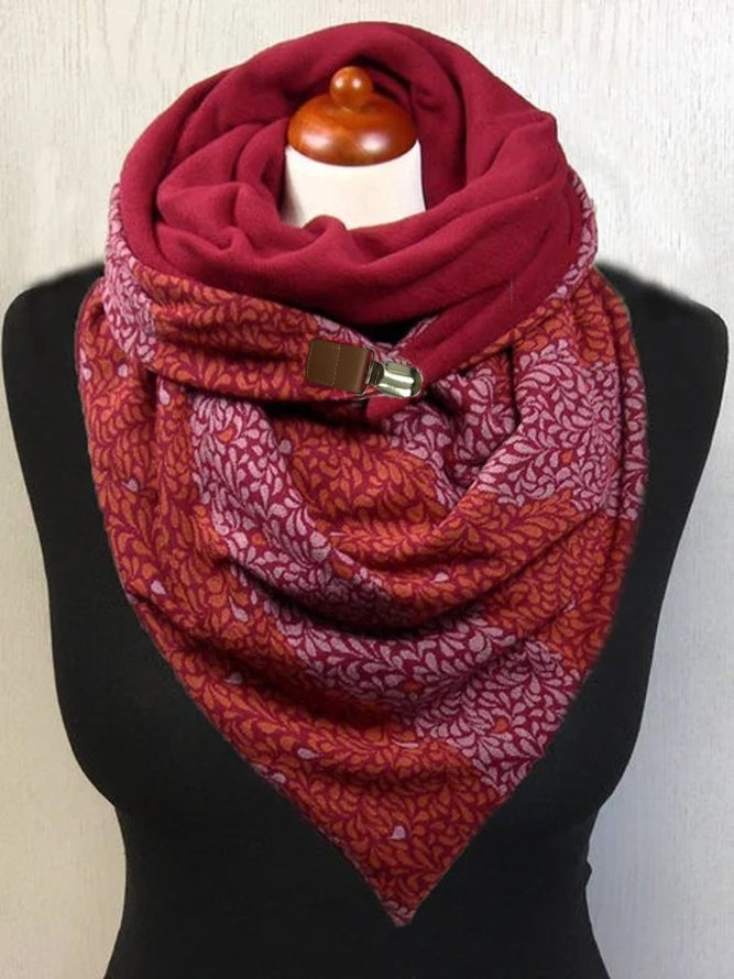 Red Printed Casual Scarves