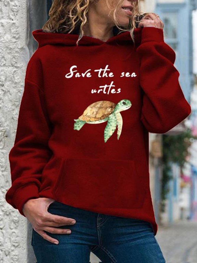 Turtle Print Hoodie with long sleeves | zolucky