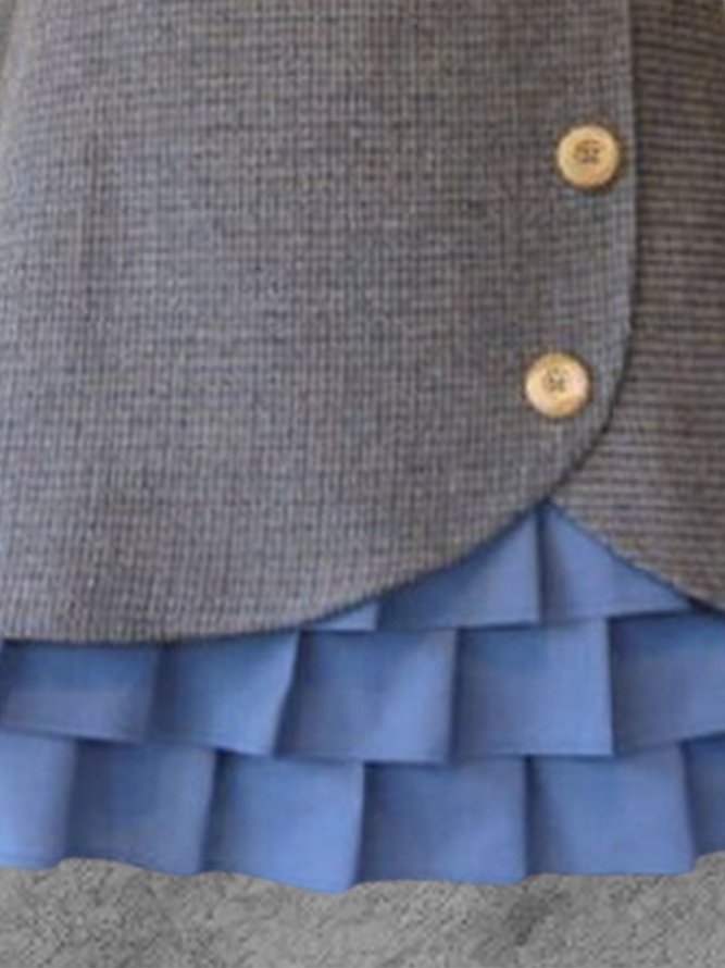 Gray Vintage Casual Checkered/plaid Printed A-Line Skirt