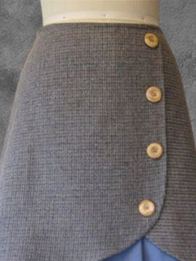 Gray Vintage Casual Checkered/plaid Printed A-Line Skirt