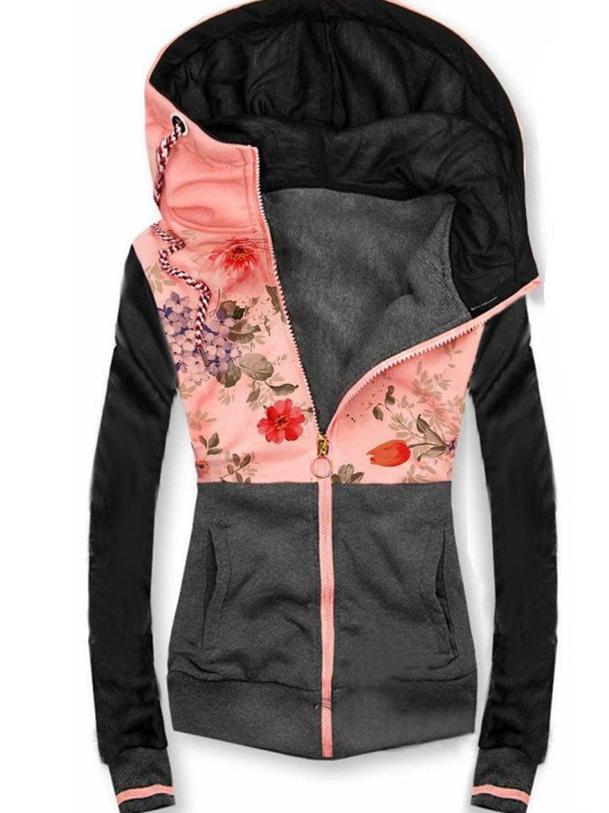Pink Casual Floral Knit coat