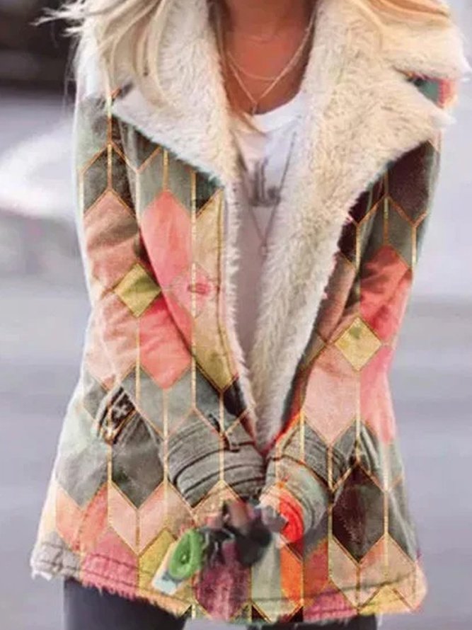 Multicolor Shawl Collar Long Sleeve Knit coat