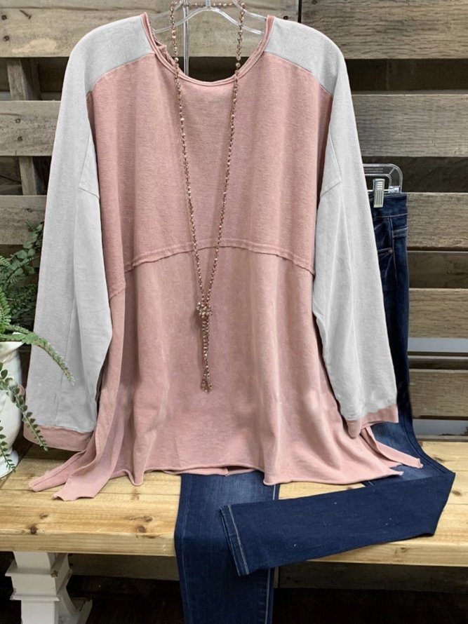 Pink Casual Checkered/plaid Cotton-Blend T-shirt