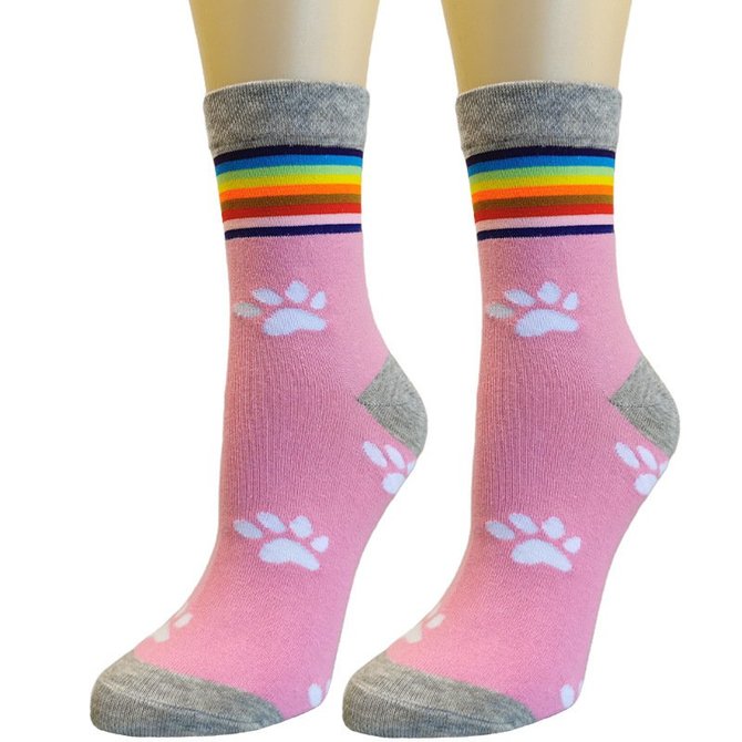 Rainbow Cartoon Footprints Socks