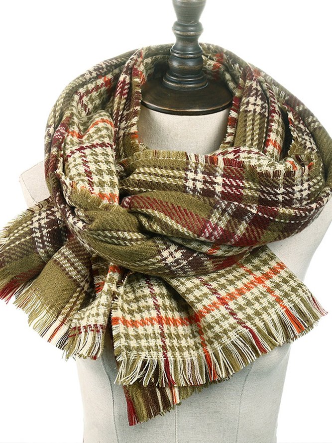 Hot sale autumn and winter plaid scarf women's warm imitation cashmere ...