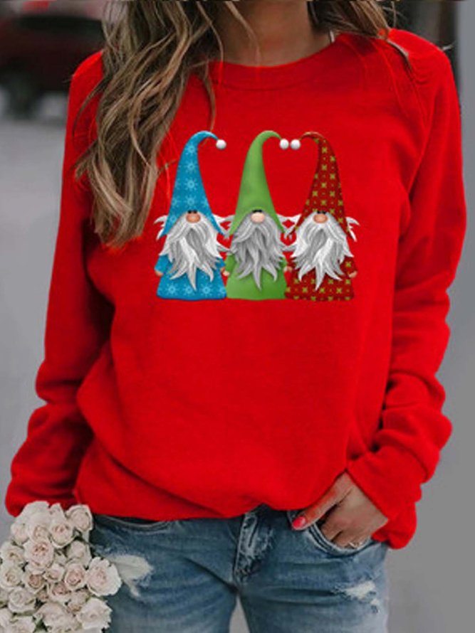 Christmas Snowman Long Sleeve Printed Polyester Crew Neck Top Xmas ...