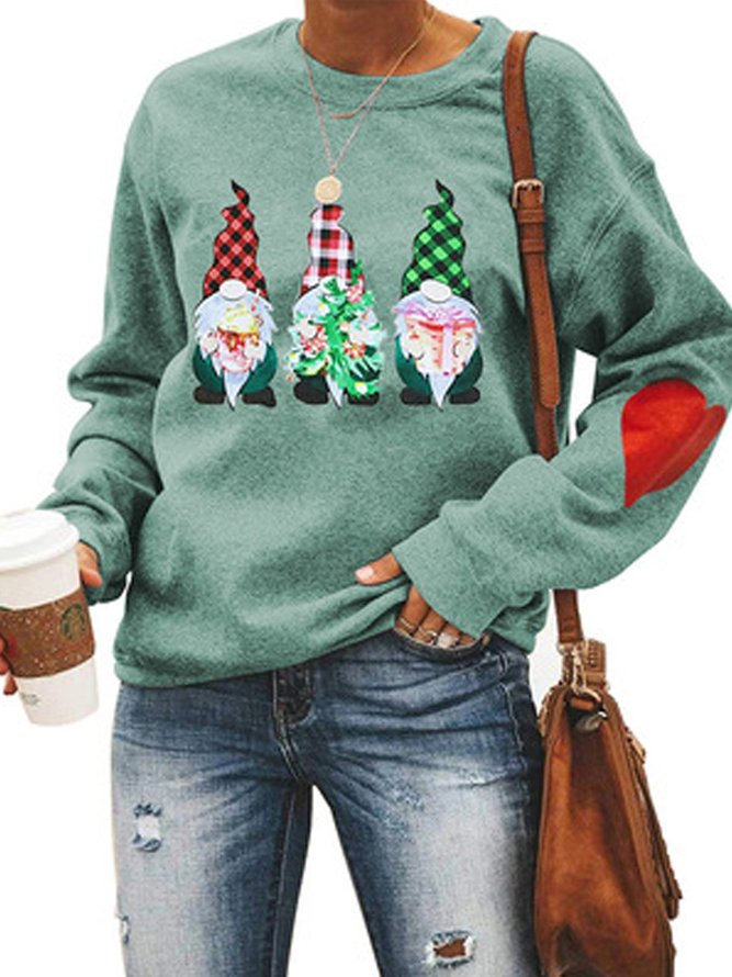 Women Winter Christmas Snowman Printed Crew Neck Top Sweatshirt | zolucky