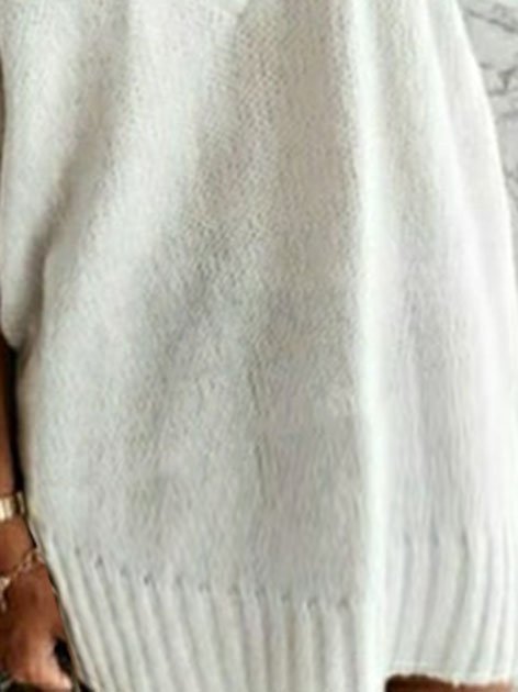 V Neck Vintage Long Sleeve Sweater Dress