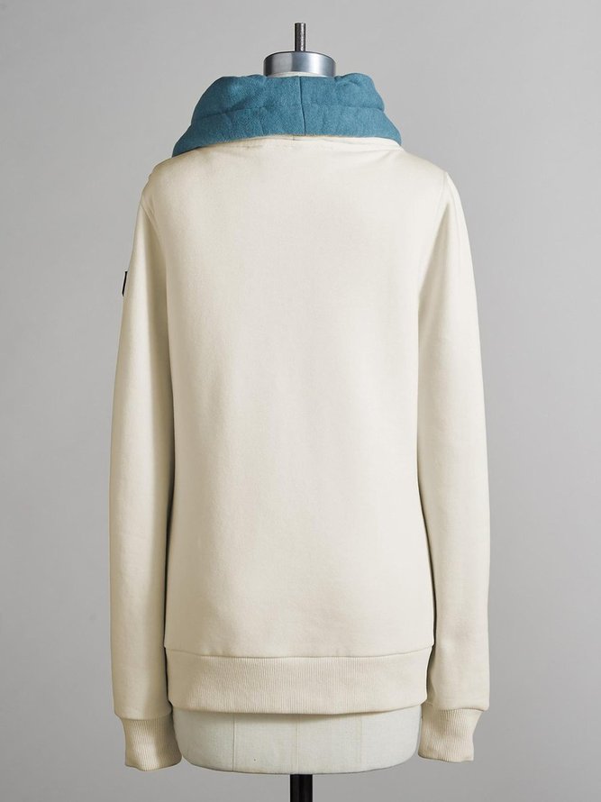 Vintage Paneled Cotton Stand Collar Sweatshirts