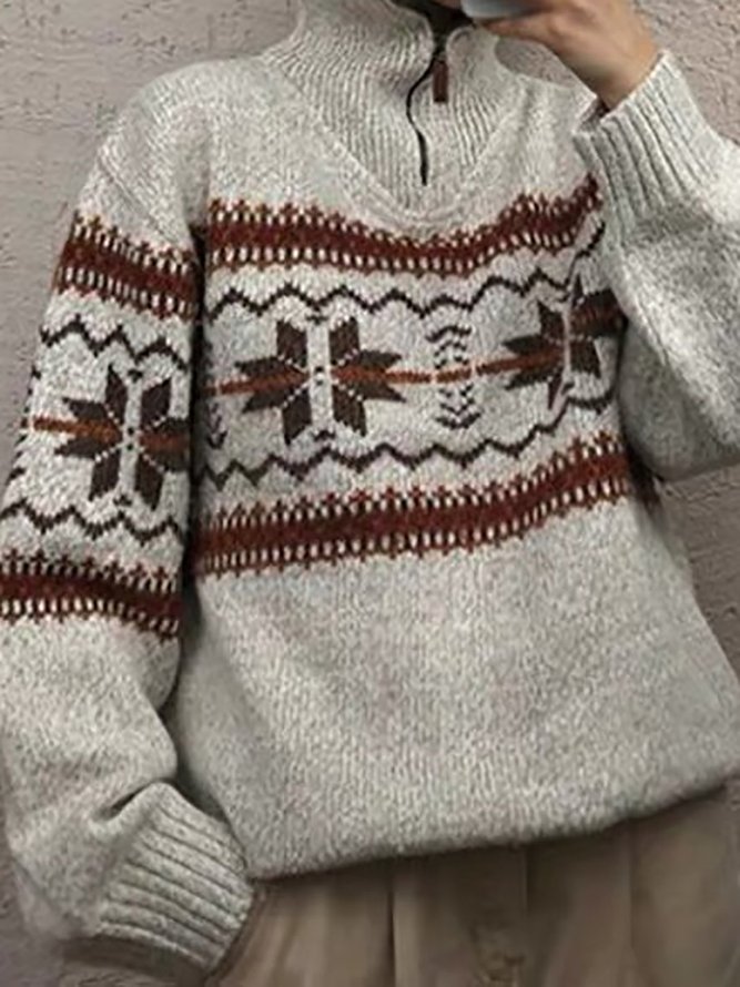 Geometric Vintage Turtleneck Sweater