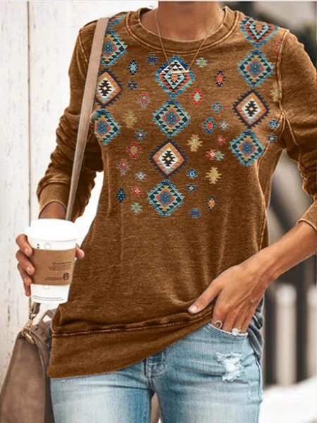 Casual Tribal Cotton-Blend Shift Sweatshirt