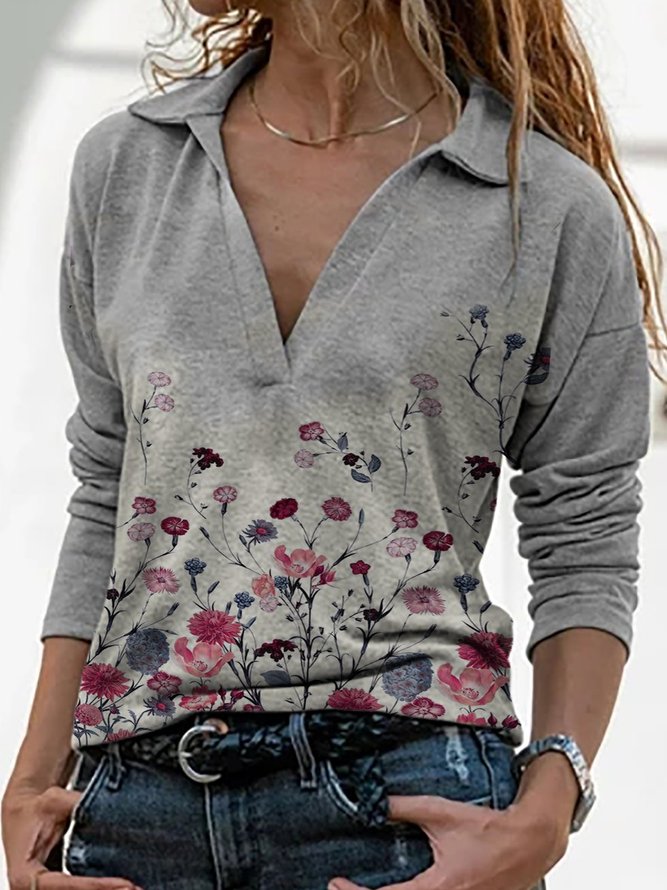 Floral Long Sleeve Casual Top