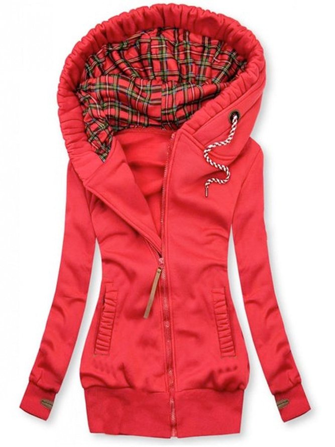 Sweat jacket with checked pattern