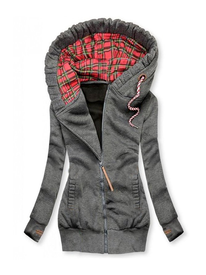 Sweat jacket with checked pattern