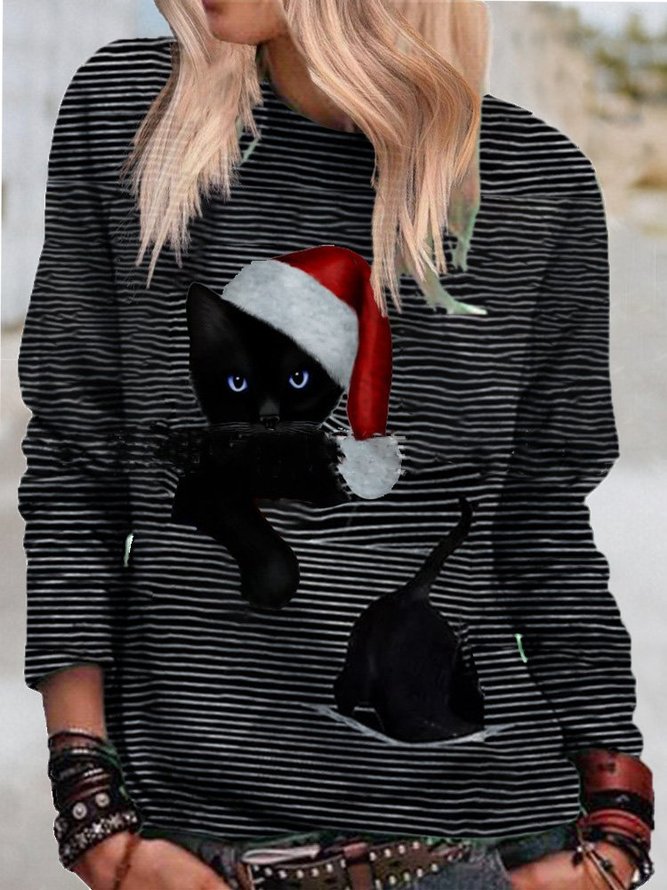 Long Sleeve Bateau/boat Neck Vintage T-shirt