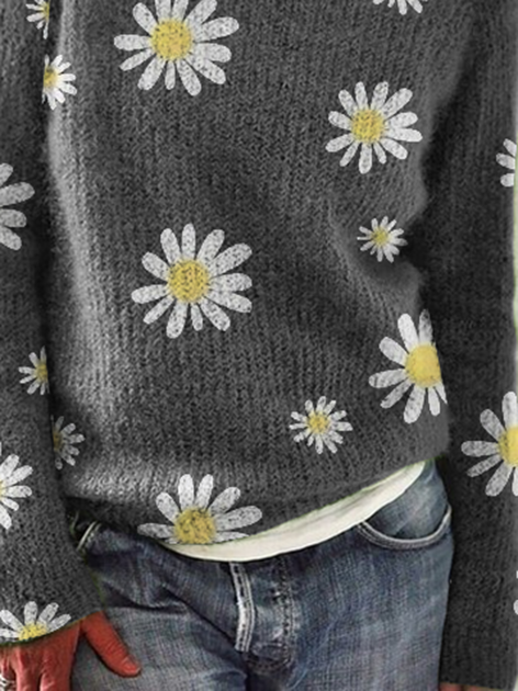Long Sleeve Shift Floral Sweater