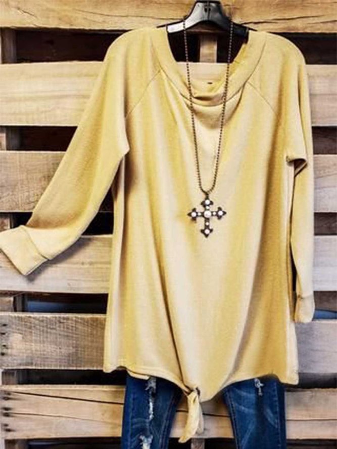 Solid Casual Long Sleeve T-shirt