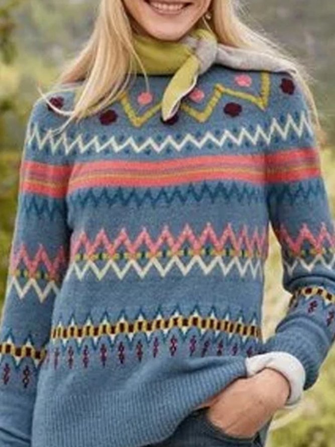 Long Sleeve Cotton-Blend Sweater | zolucky