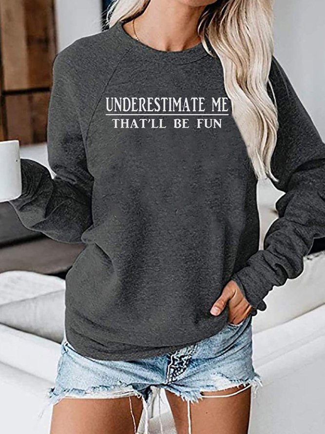 Vintage Letter Printed Plus Size Long Sleeve Crew Neck Casual Tops ...