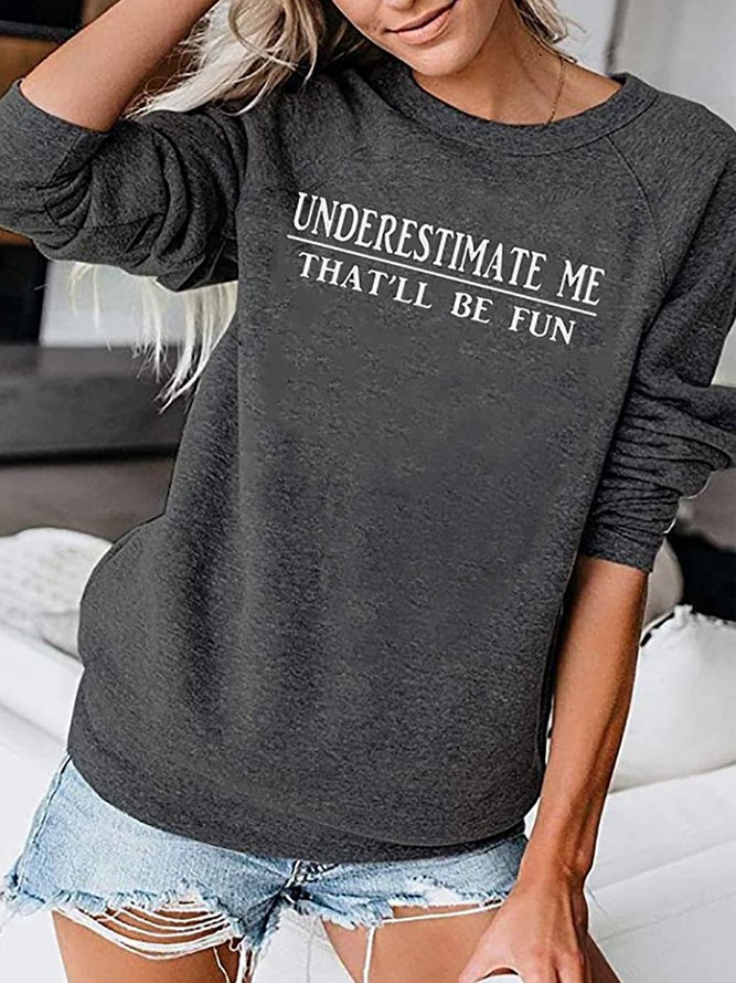 Vintage Letter Printed Plus Size Long Sleeve Crew Neck Casual Tops ...