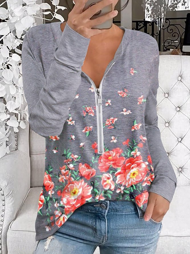 Floral Long Sleeve Shirts & Tops | zolucky