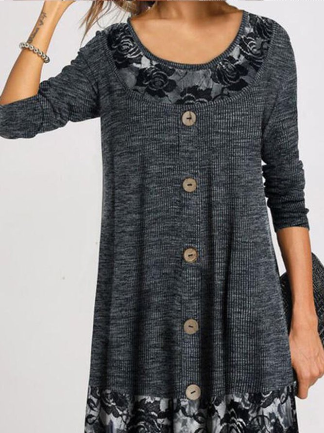 Casual Long Sleeve Knitting Dress | zolucky