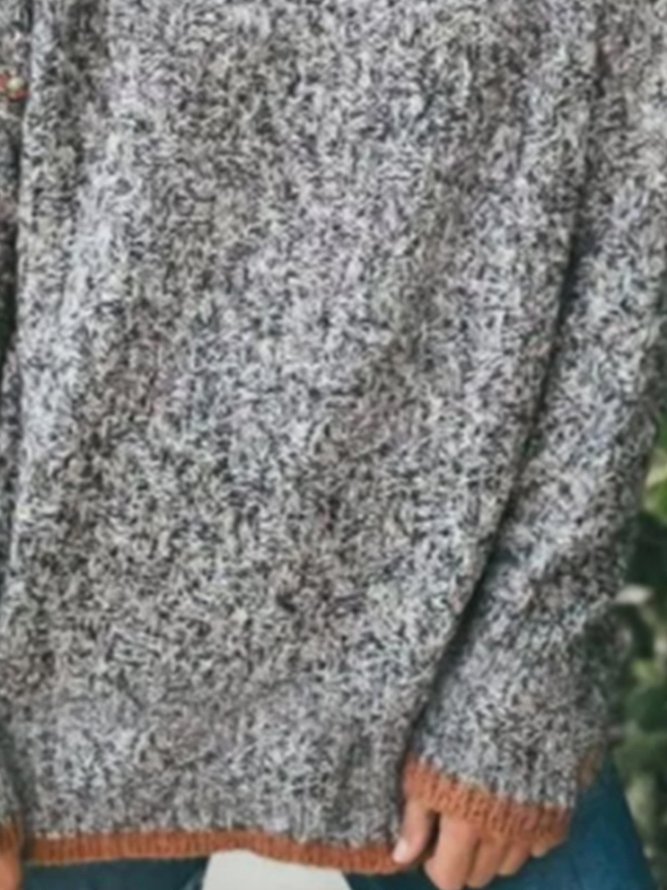 Women Casual Plain Winter Beach Chic Long sleeve Loose Turtleneck Wool-Blend Sweater
