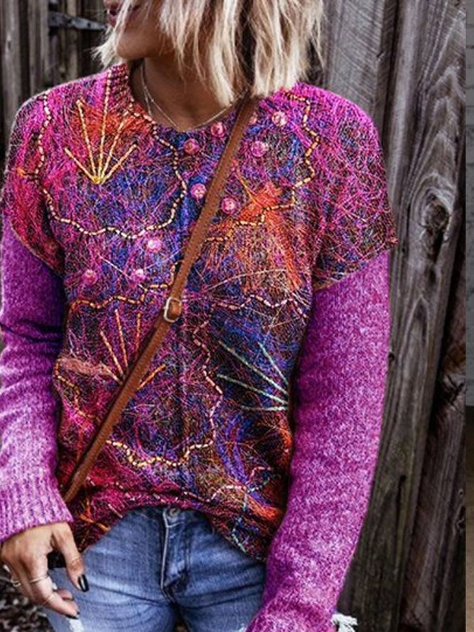 Download Long Sleeve Printed Cotton-Blend Round Neck Shirts & Tops | Tops | Zolucky Long Sleeve 1 Purple ...