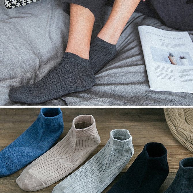 Men's solid color thin socks winter boat socks