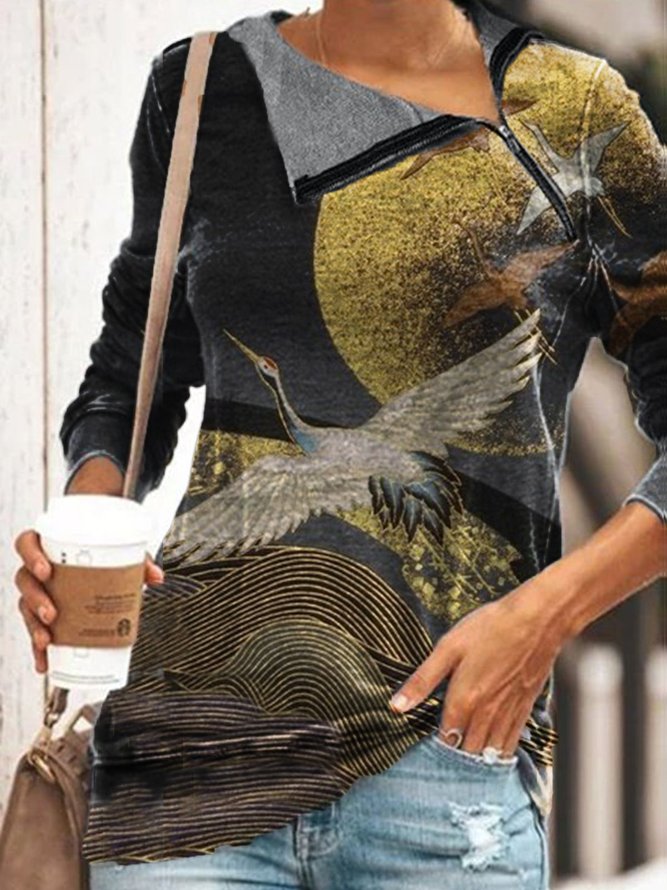 Long Sleeve Asymmetrical Casual Cotton Shirts & Tops | zolucky