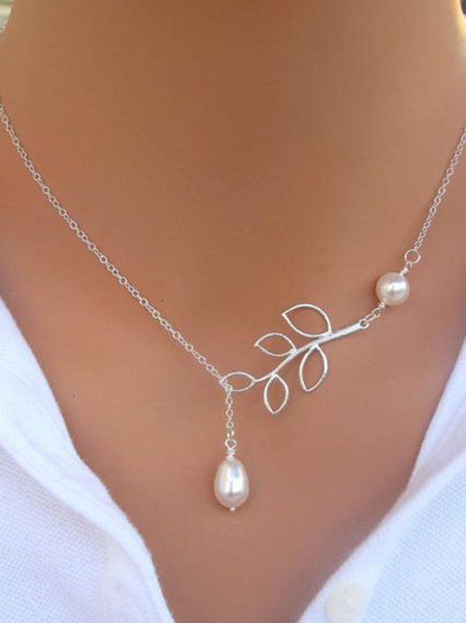 New Chic Fashion Vintage Leaf Pearl Necklaces