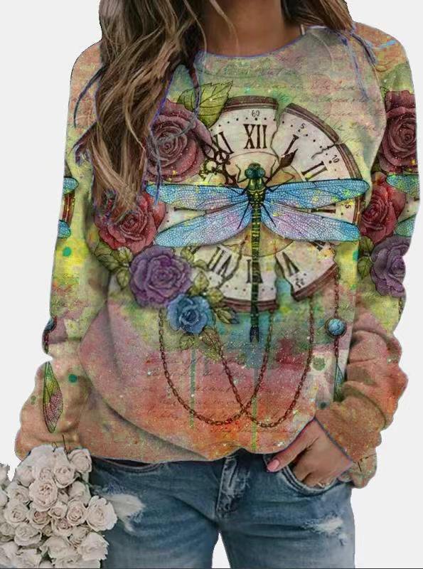 Butterfly Floral Print Long Sleeve Sweatshirts