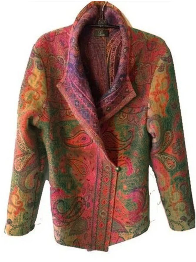 Plus Size Long Sleeve Shawl Collar Cotton-Blend Knit coat | Outerwear | Color Shawl Collar Long 