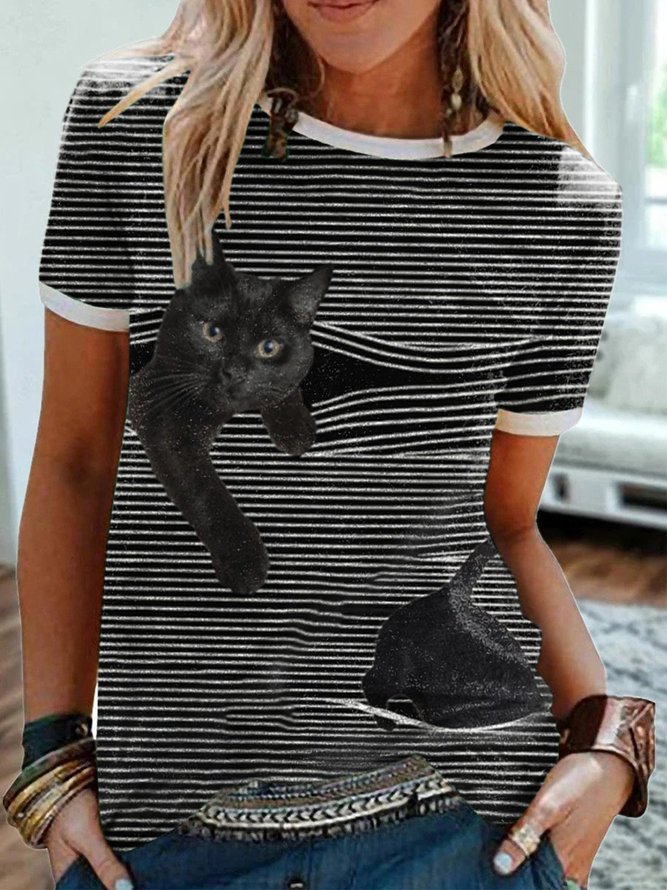 Cat Print Women Tshirt Zolucky 
