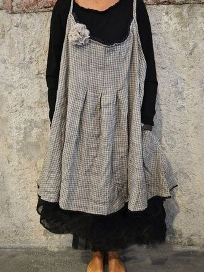 Plain Casual Cotton-Blend Two Piece Dress