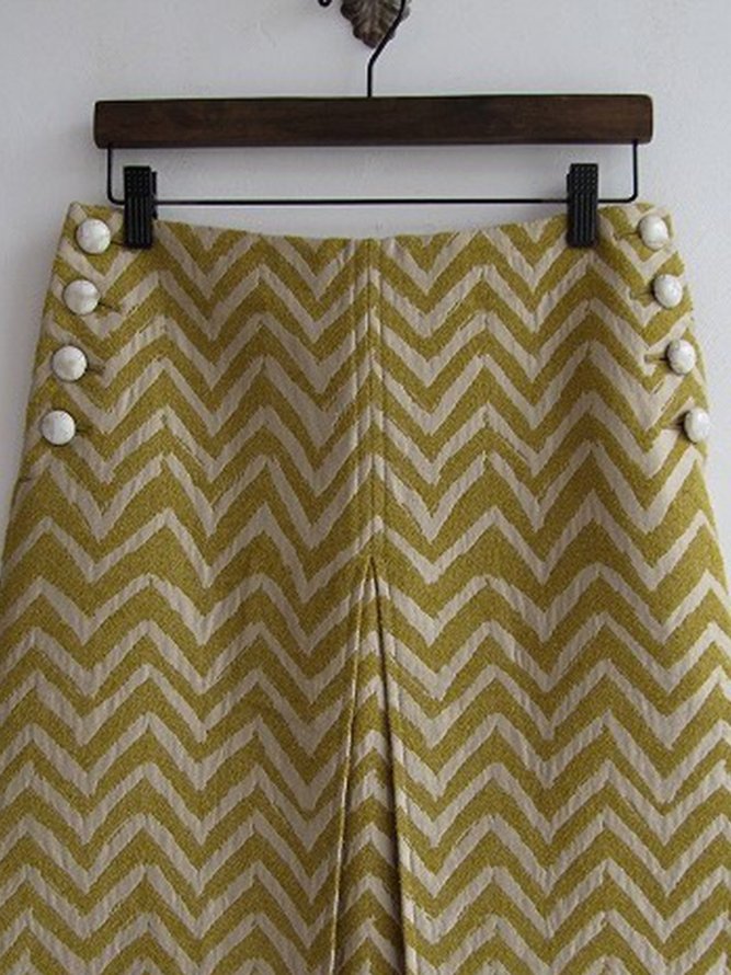 Yellow Vintage Casual Geometric Printed A-line Skirt