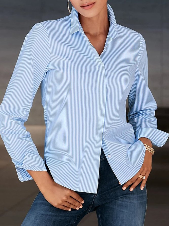 Vintage Striped Long Sleeve Casual Shirt Top