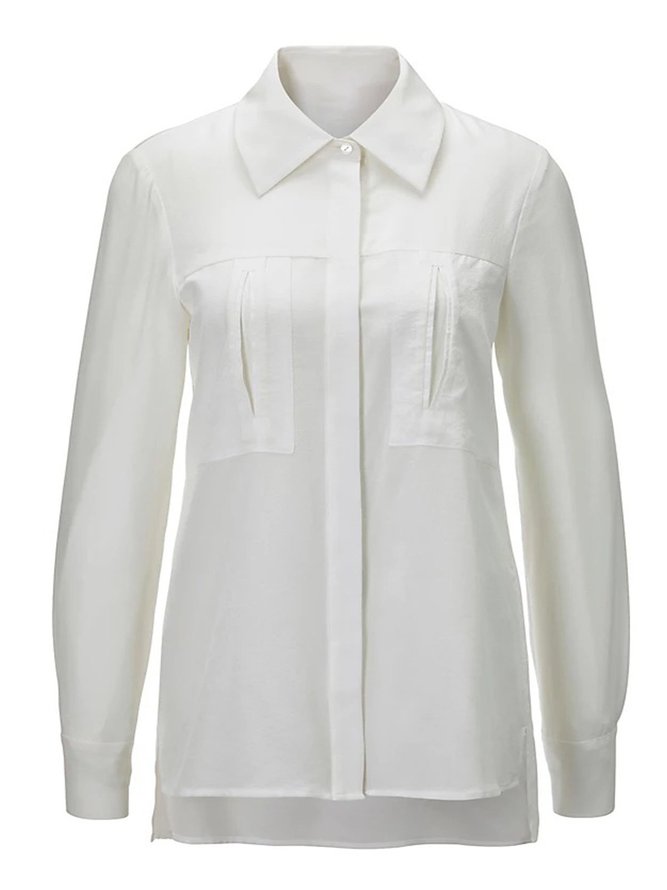 Vintage Plain Long Sleeve Casual Shirt Top
