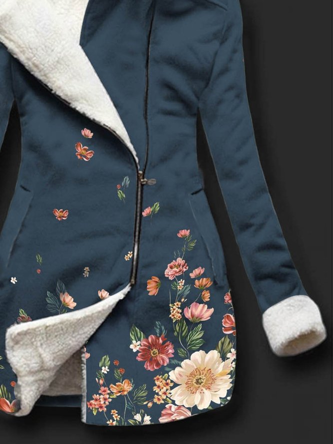 Casual Hoodie Long Sleeve Floral Knit coat