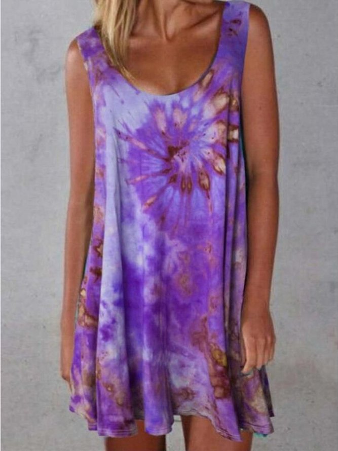 Sleeveless Ombre/tie-Dye Cotton Knitting Dress | zolucky