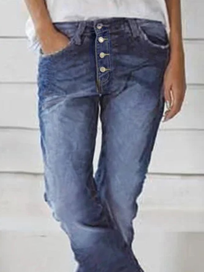 Denim Casual Buttoned Shift Jeans