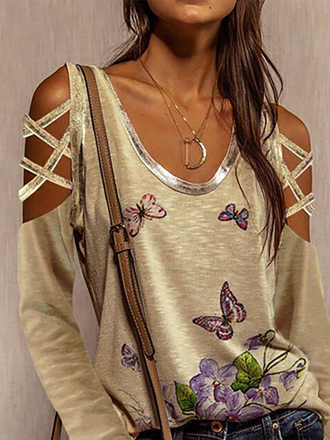 Plus size Violet Printed Casual Tops