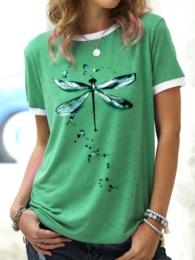 Dragonfly Pattern Summer Cotton Shirt & Top | zolucky