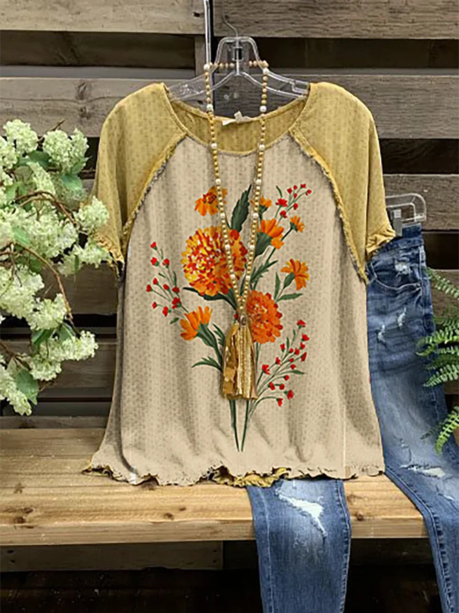 Coreopsis Printed Short Sleeve Top